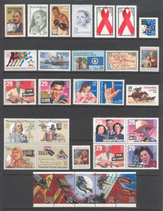 1993 U.  S.  Commemorative Year Set 90 Stamps Incl Wwii Sheet & Airmail - Nh