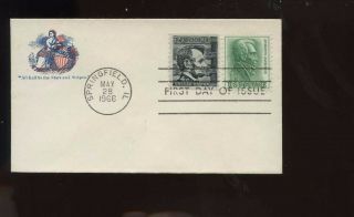 Us Mid - West Civil War Era Patriotic Envelope For Fdc 4c Lincoln Issue 1966