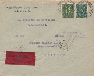 Germany Inflation 6 June 1923 4m & 100pf Durch Eilboten With Handstamps