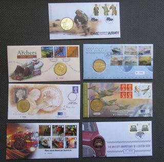 7 X G.  B Commemorative Medal / Medallic Coin Covers (with Defects)