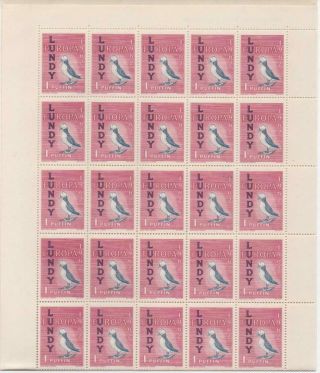 GB/LUNDY: 1962 Full 10 x 5 Sheet Europa 1 Puffin Examples - Full Margins (26372) 2