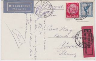 Stamps 1932 German Postcard Berlin Airport To Switzerland Postal History