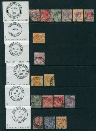 Old Straits Settlements 17 X Stamps With Singapore Local Pmks (6)