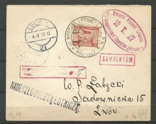Poland,  1927,  Air Mail Letter With A Very Rare Postmark