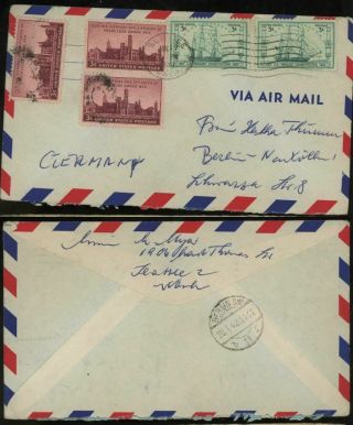 Wa 1949 Airmail Cover Berlin Airlift Germany Frigate Constitution Smithsonian