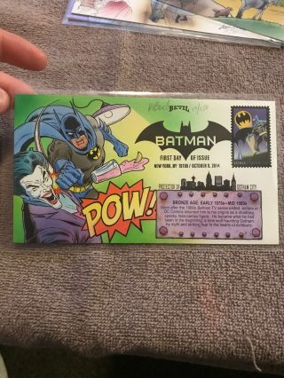 Kendal Bevil Hand Painted Batman Joker First Day Issue Stamp Envelope Ny