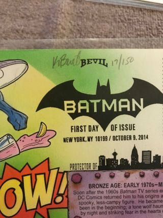 Kendal Bevil Hand Painted Batman Joker First Day Issue Stamp Envelope NY 2