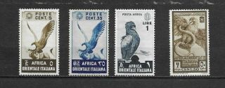 Italian East Africa,  The 4 Birds Issues Hinged