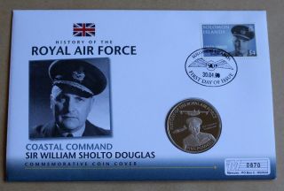 History Of The Raf Sir William Sholto Douglas 2008 Cover,  Jersey £5 Raf Coin