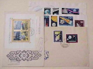 MONGOLIA SPACE 5 DIFF.  1959 - 1972 CACHET 2 SHEETLET ONE LARGE COVER 2