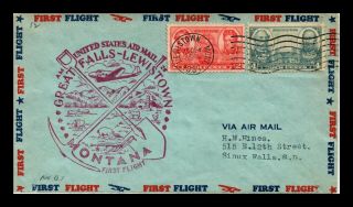 Dr Jim Stamps Us Airmail First Flight Great Falls Lewistown Montana Cover