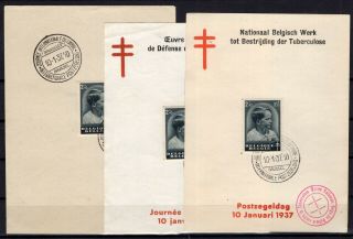 P113980/ Belgium – Cob 446 On 3 Different Souvenir Documents