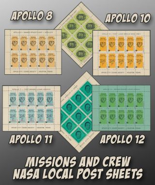 Apollo 11 Nasa Local Post 6 Sheets Apollo 11,  Armstrong,  Apollo 10 Apollo 8 & 12