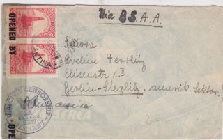 Argentina - 1946 Post Ww 2 Us Censored Beccar Airmail Cover To Berlin,  Germany