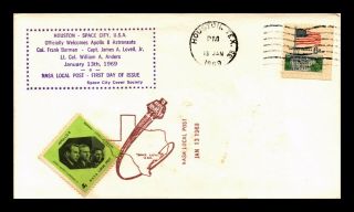 Dr Jim Stamps Us Nasa Local Post Apollo 8 Astronauts Space Event Cover 1969