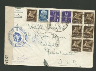 1941 Italy Censored Cover To Usa