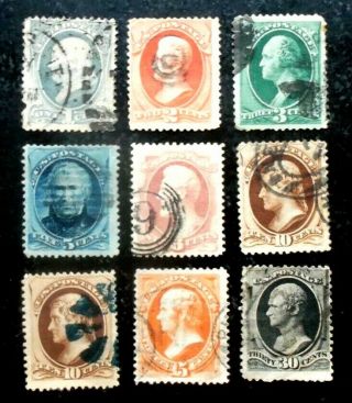 Buffalo Stamps,  Scott 182 - 190,  1879 Banknote F/vf - Vf W/ Cancels,  Cv = $445