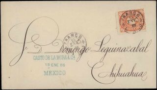 1886 Mexico Single On Cover Local Rate