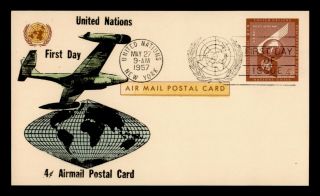 Dr Who 1957 United Nations Airm Ail Postal Card Fdc Overseas Mailer C119242
