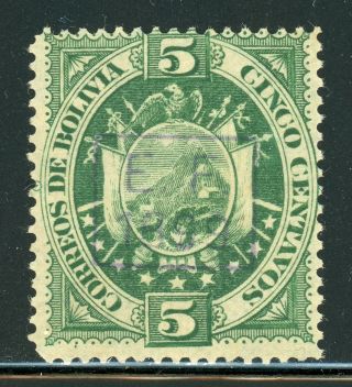 Bolivia Mng Selections: Scott 57 5c Green " E.  F.  1899 " Ovpt Cv$17,