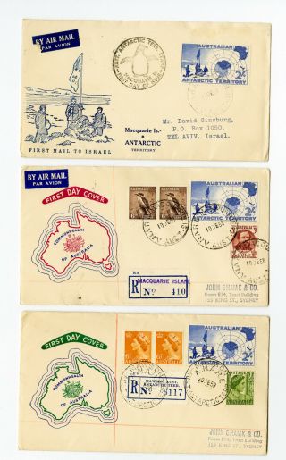 Australia Covers First Day 3x W/ Stamps Antarctic Expedition