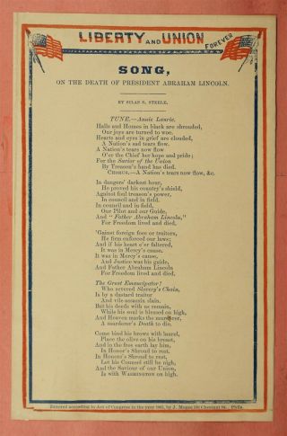 1860s Death Of President Lincoln Song Sheet