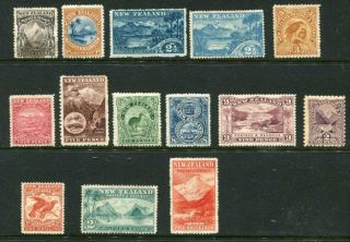 Zealand 1898 - 1903 Mh To 5 Shillings 14 Stamps