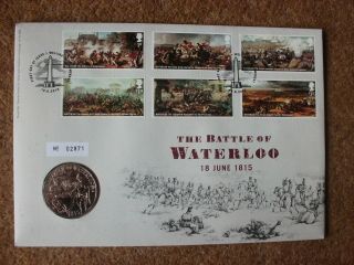 2015 Battle Of Waterloo Coin Fdc With £5 Coin - Rf611