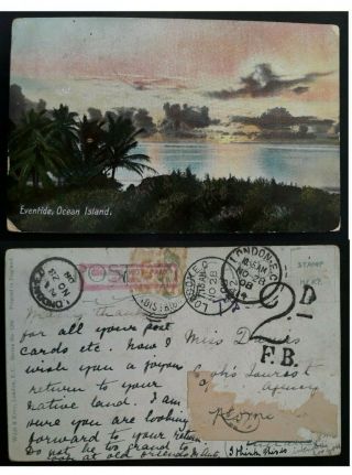 Very Rare 1908 Great Britain Postcard Eventide Unstamped With 2d F.  B.  London Cds