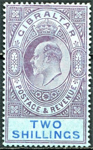Gibraltar 1906 Issue,  Sg 72,  2s Purple & Bright Blue,  Hinged,  Cv £65