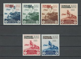 Somalia 1934 Sc C1 - 6 2nd Colonial Arts Exhibition - Naples Mh Set $31.  50 2 Scans
