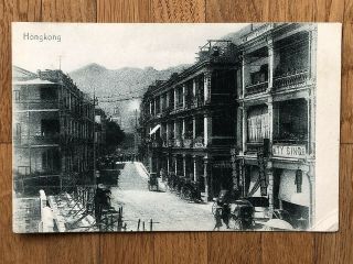 China Hongkong Old Postcard Street Scene Ty Sing Hong Kong To France 1906