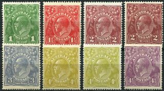 Australia 1925 Issue,  Sg 76 - 81,  Never Hinged (except 4d,  80a),  Cv £165