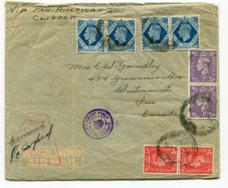 Uk Gb - Military In Egypt 1942 Pan American Clipper Airmail Cover To Canada -