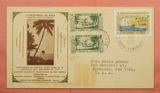 1934 Christmas Island Local Post French Polynesia Mixed Frank Cachet To Usa