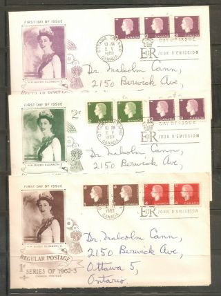 A Stock Page Of 6 Cachet First Day Covers From Canada,  The 1962 - 1963 Series.