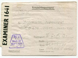 Germany 1943 Stalag / British Soldier Pow Camp Censor Postcard To Scotland 22