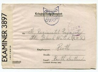 Germany 1942 Stalag / British Soldier Pow Camp Censor Postcard To Scotland 20