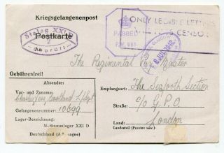 Germany 1942 Stalag / British Soldier - Pow Camp Censor Postcard To Scotland 8
