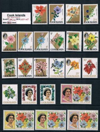 Cook Is - 1967 - 71 Flower Definitive Set To $10 Sc 199 - 220 [sg 227 - 47]mint 19