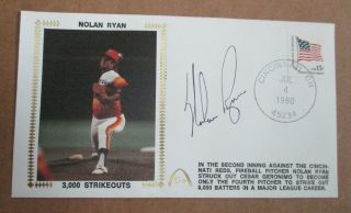 Nolan Ryan Houston Astros Autographed First Day Cover,  3000 K 