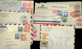 8 Colombia Stamp Cover Airmail 1940s - 50s Censor Lot E30