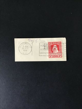 1930 Zealand Health First Day Of Issue On Piece With Slogan Cancel. 3