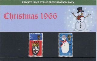 Gb 1966 Christmas Drawing Seasonal Private Presentation Pack Sg 713 714 Gpo Rare