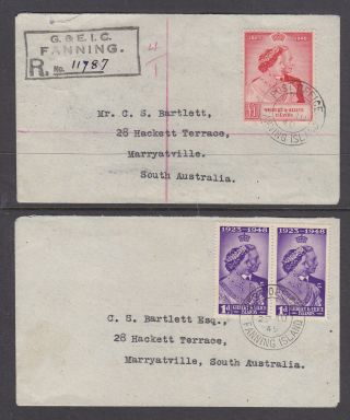 Fiji: 1948 Gilbert And Ellice Islands Upu Covers By 2 £1.  00 Is Registered