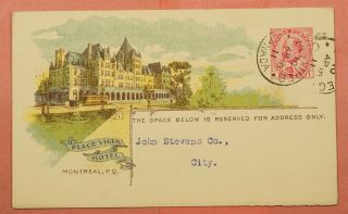 1911 Canada Pacific Railway Co Place Viger Hotel Advertising Postal Card
