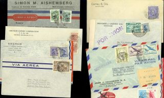 8 Uruguay Stamp Cover Airmail 1930s - 50s Registered Censor Wwii Good Old Lot E20