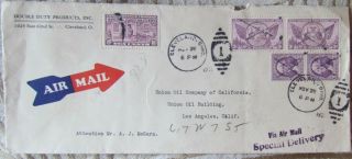 Unique,  Roller Pin Fancy Cancel On Air Mail Special Delivery Cover,  1935