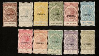 1886 - 96 South Australia Victoria Stamp Duty Set Of 11 W/ Specimen Ovpt