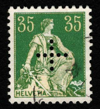 Opc 1933 Switzerland Grilled Gum 35c Sc 135a Official 9 Hole Cross Perfin Signed